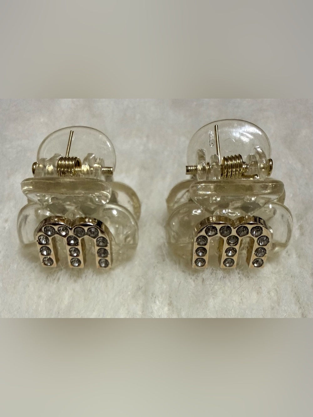 Mini Hair Claw Clips with Rhinestone 'M' Accent